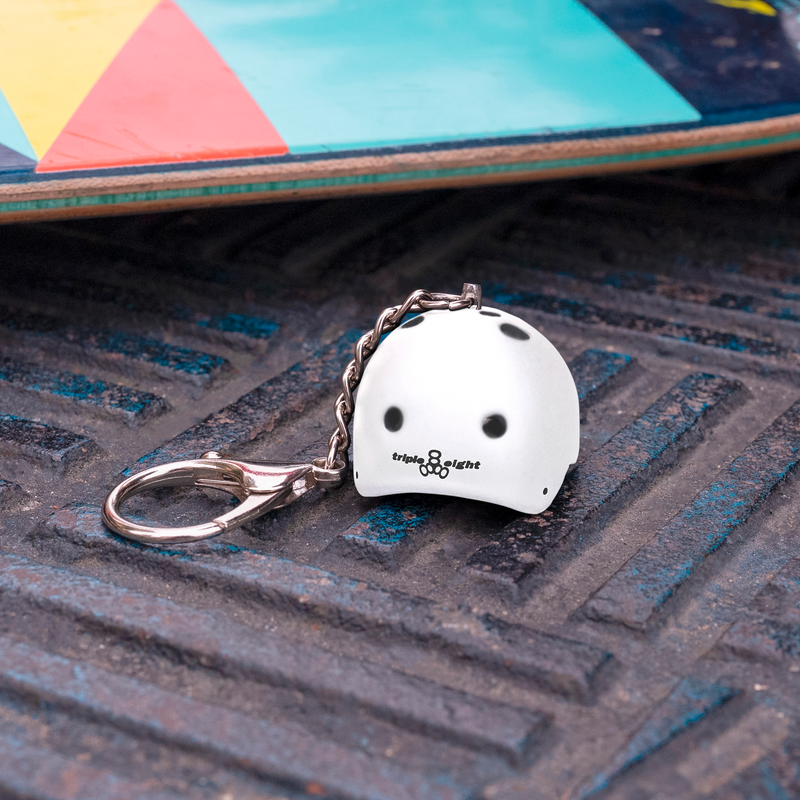 Triple Eight Mini Helmet Keychain in White Matte