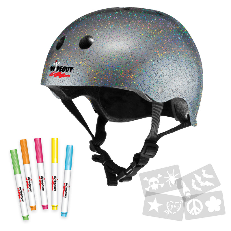 Wipeout™ Dry Erase Helmet in Silver Glitter